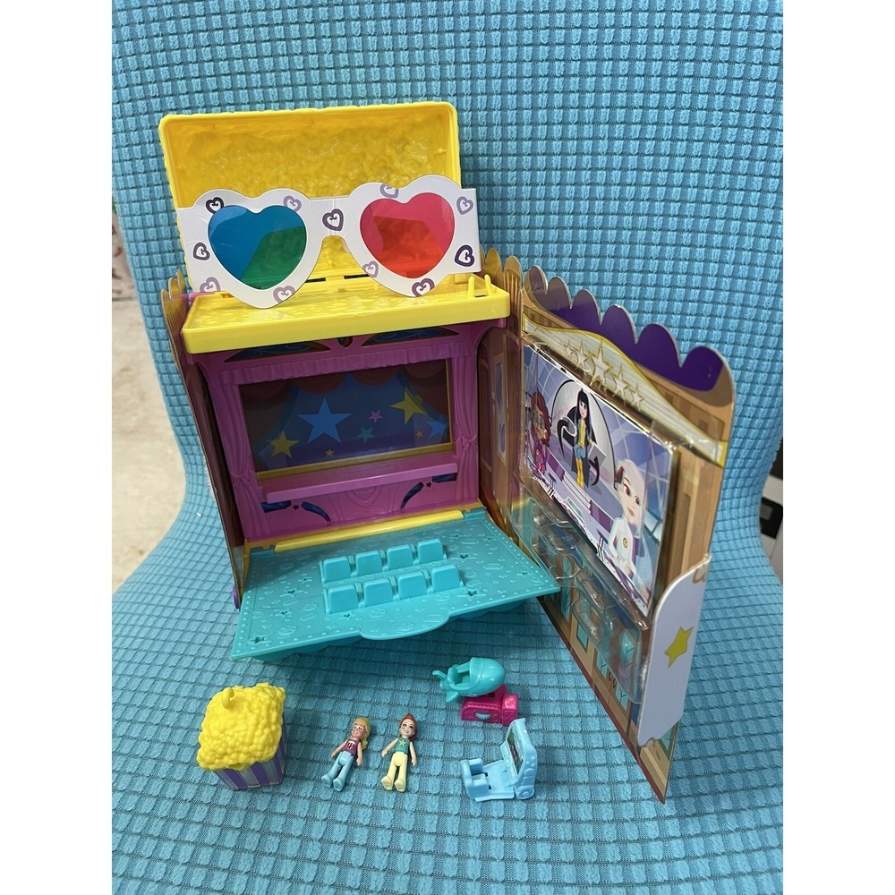 Polly Pocket Popcorn Movie Theater Theme Playset, Partially Complete